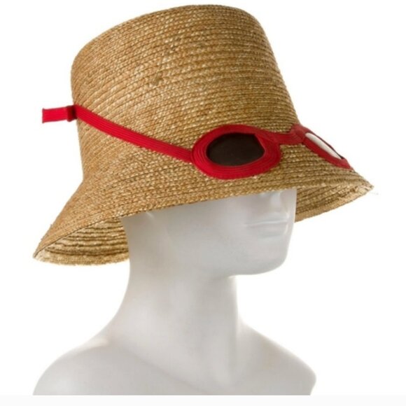 Kate Spade Sunglasses Straw Hat Bucket Summer Beach Tan Hat  display picture 2